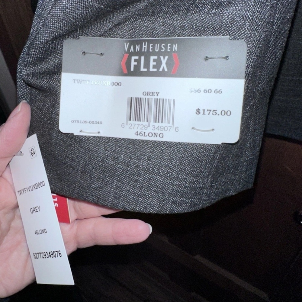 NWT Van Heusen Flex Plain Slim Fit Suit Jacket, Charcoal, 46L - Picture 6 of 7